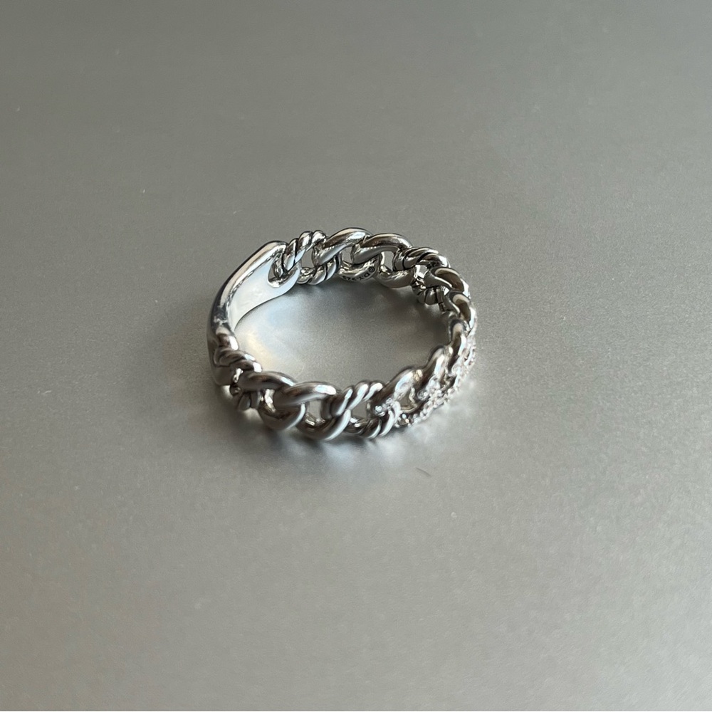 David Yurman Belmont Curb Link Band Ring Sterling Silver Diamonds - Picture 4 of 14
